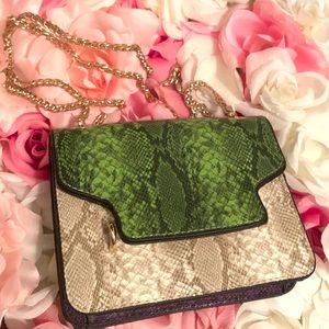 Faux Snakeskin Multi Colored Purse